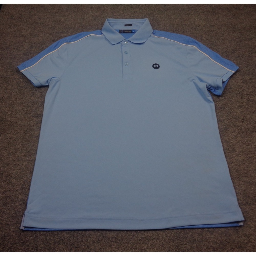 J. Lindeberg Shirt‎ Mens XL Blue Jersey Polo Golf Slim Fit Performance